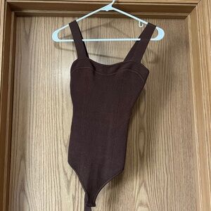 Abercrombie & Fitch Brown Ribbed Bodysuit